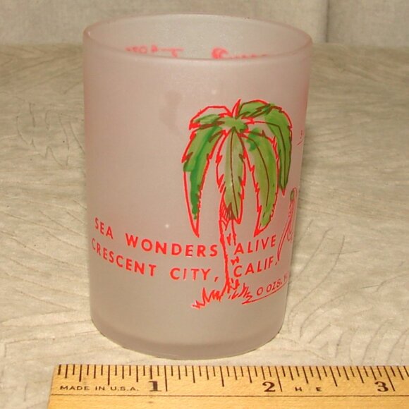 Sea Wonders Alive, Crescent City CA 'Say When' SHOT GLASS, 1940-50s Hazel Atlas - Picture 1 of 8